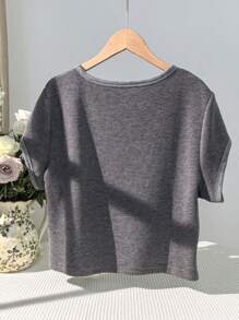 SHEIN EZwear 夏季大码纯色休闲圆领短袖T恤