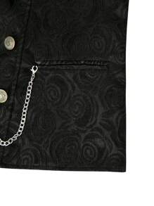 Manfinity Mode Men's Solid Color Double-Breasted Casual Patterned Waistcoat