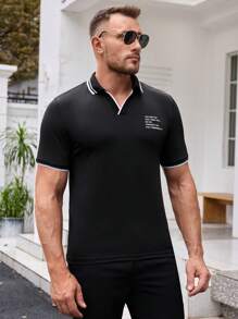Manfinity BRENVOR Men's Knitted Casual Short Sleeve Loose POLO Shirt, Fashionable Everyday Wear