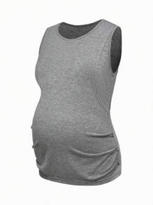 SHEIN 3件套休闲无袖圆领纽扣哺乳背心，孕妇装 - 彩色 - 查看 8