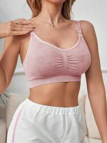 SHEIN 1pc Women's Strawberry Print Wireless Non-Slip Nursing Bra - Purple - View 4