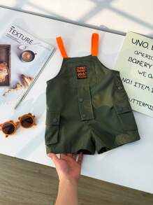 Baby Unisex Casual Comfortable Versatile Cute Contrast Color Cargo Pocket Romper - Multicolor - View 2