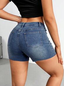 Jeanoix 女士时尚牛仔短裤，适合夏季 - 藍色 - 查看 2