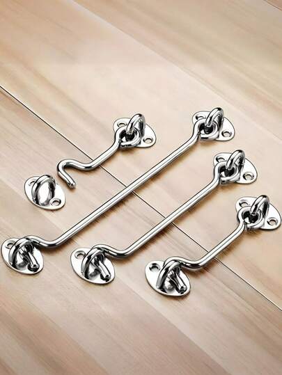 Schwerlast-Edelstahl Türverriegelungen & Fenster-Haken - Mehrgrößen solide windabweisende Verschlüsse mit verstärkter Konstruktion in Silber/Schwarz (Gewerbliche Sicherheitshardware Accessoires für Zuhause)