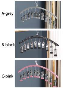 Zazumi 1pc Storage Stainless Steel Pants Hanger, Space Saving Wardrobe Storage With 10 Clips - Multicolor - View 6
