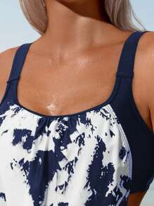 Swim Lushoire Spring/Summer Popular Black & White Ombre Printed Adjustable Spaghetti Strap Beach Vacation Bikini 2 Pieces Set