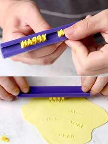 Nuevo molde de galletas en forma de letras y números, herramienta para prensar cerámica, sello para hornear, molde DIY para imprimir y grabar, cortador de galletas, utensilios para pasteles - Amarillo - Ver 7