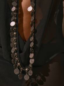 Musera Resort Halter Neck Chiffon Trim Extreme Plunge Cowl Front Sleeveless Maxi Dress Spring Summer Vacation Sexy Boho Ibiza Festival Beach Swim Cover Up Elegant Sands Black  Party