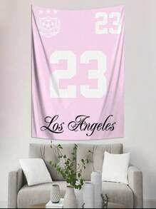 ROMWE Grunge Punk 1 pieza Tapiz con patrón de números de jersey, adecuado para sala de estar y dormitorio - Multicolor - Ver 4