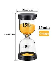 SHEIN Reloj de arena de vidrio con tapa negra marcada en 1/3/5/10/15/30 minutos, decoración del hogar, apto para tareas de los niños, cepillado de dientes, cocina, yoga, juegos, decoración de escritorio, mejor regalo para cumpleaños y graduación