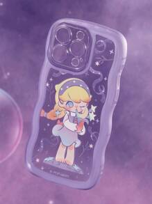 Pop Mart Azura X SHEIN 耐用时尚趣味卡通图案手机壳 - 印花保护套设计，兼容 - 紫色 - 查看 2
