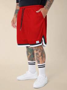 EASEVO Plus Size Men's Casual Drawstring Waist Loose Straight Leg Knit Shorts, Suitable For Summer Everyday Wear