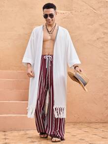 Manfinity VCAY Pantalones largos de hombre de pierna recta, sueltos y con cintura elástica, casuales y de uso diario de moda