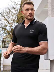 Manfinity BRENVOR Men's Knitted Casual Short Sleeve Loose POLO Shirt, Fashionable Everyday Wear
