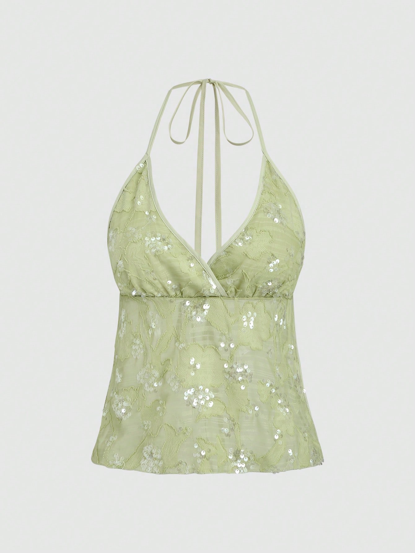 Sequined halter tank top