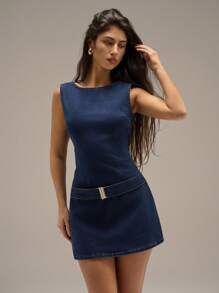 Avantive 夏季女士浪漫/舞会/正式/生日/90 年代服装/商务休闲女士/优雅/西部服装/外出/时尚/休闲/Y2K 服装/俱乐部/办公室/鸡尾酒会/复古/紧身/狂欢服装节日/有趣/优雅/老钱/街头服饰/度假服装/乡村音乐会服装/工作服/端庄/春假/单身女郎服装/音乐会/坏人/基本款/毕业/ A 字/女牛仔服装/牛仔迷你裙 - 深色水洗藍 - 查看 7