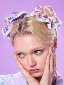 Pop Mart Azura X SHEIN 5pcs/Set Azura Satin-Finish Scrunchies With Soft Lace, Cute & Fashionable Elastic Hair Ties, Dreamlike Colors, No Hair Damage