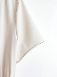 SHEIN Clasi 女式V领短袖束腰纯色简约优雅连衣裙