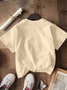 SHEIN 年轻女孩休闲简约英文字母印花圆领短袖T恤，适合夏季