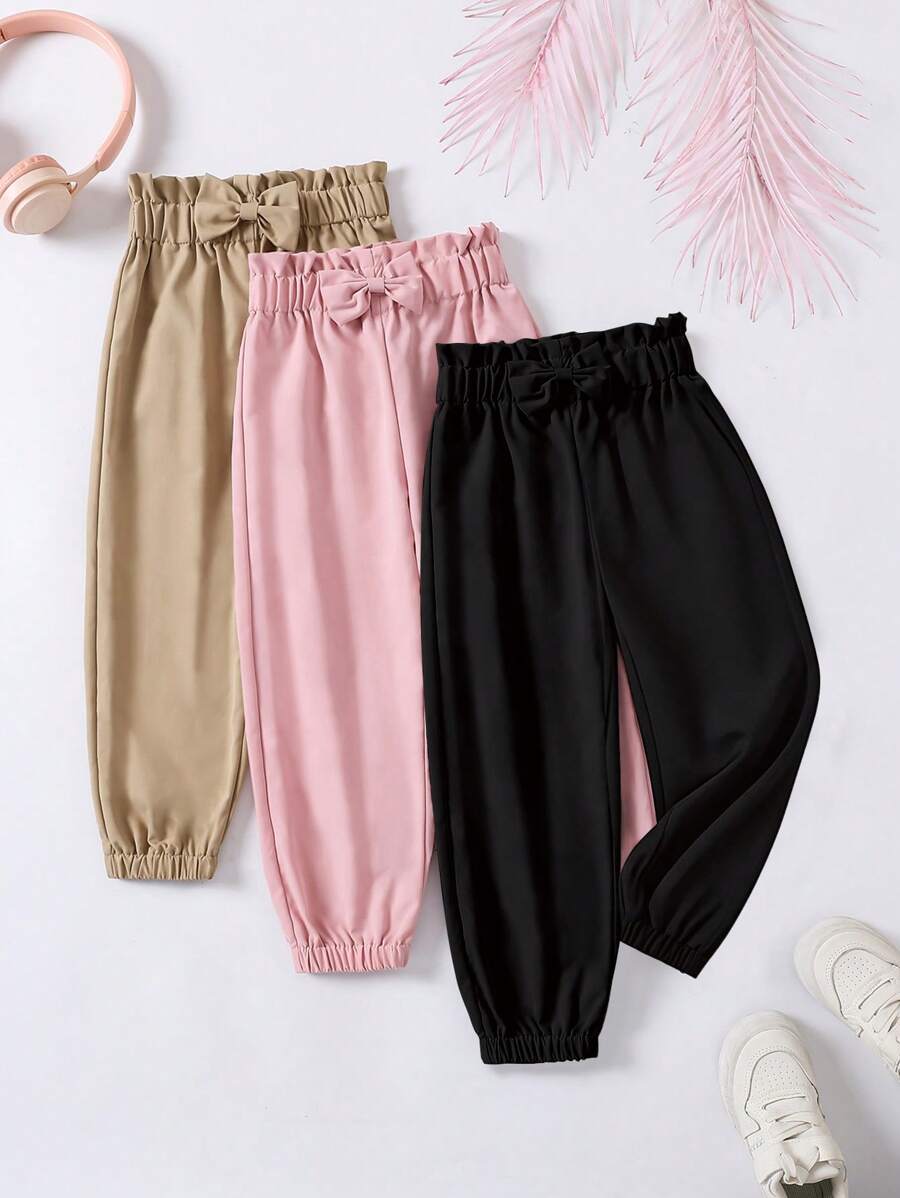 3pcs Young Girl Versatile Casual Butterfly Decor Pants, School, Campus, College Chic Outfits For Autumn/Winter Fall