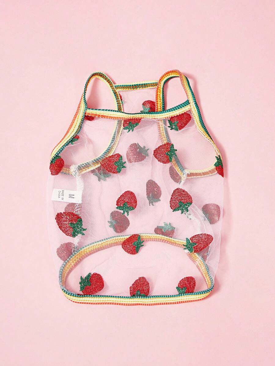 PETSIN Dopamine Print Strawberry Design, Lightweight & Breathable Summer Pet Harness Top, Dog/Cat Vest - Multicolor - View 1