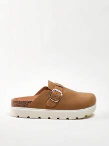 Solezae All-Time Bestseller Women's Replica Superior Comfort Buckle Strap Round Toe Chunky Platform Lug Sole Nub Mink Brown Clogs Mother's Day Present