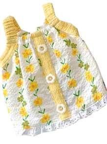Fresh Small Flower Button Sling Dog Clothes Small Dog Milk Dog Teddy Clothing Pet Spring Summer Puppy Clothing - Multicolor - View 5