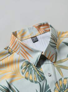 Manfinity RSRT Áo sơ mi tay ngắn họa tiết cây nhiệt đới Hawaii dành cho nam và quần short, trang phục thường ngày nhiệt đới mùa hè, trang phục nghỉ dưỡng Hawaii Cancun Bahama, trang phục ấm áp - Nhiều màu - Xem 4