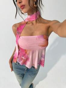 Aloruh Women's Leopard Print Backless Sexy Y2K Music Festival Crop Top,Graduation,Back To School - Multicolor - View 4