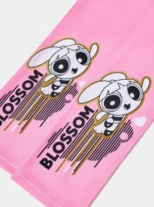 THE POWERPUFF GIRLS X SHEIN 1 对女士粉色花朵图案袖套，时尚夏季 - 粉色 - 查看 3