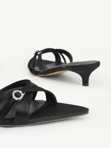 CUCCOO CHICEST Women's Pointed Toe Stiletto Heel Versatile High Heel Sandals - Black - View 13