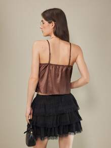 SHEIN Unity Elegantes Camisole mit Punktemuster für Damen, Sommer - Mokka-Braun - Übersicht 4
