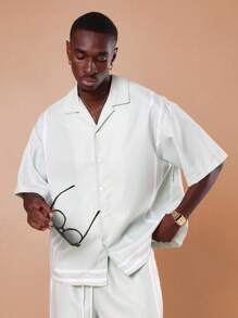 SUMWON Exklusives Bademode-Essenzial-Set für Urlaub und Ferien mit Luxus-Kurzarmhemd und Shorts, Sommer-Kollektion, leicht und locker geschnitten, Lässig - Grün - Übersicht 3