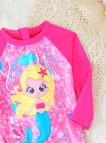 女婴连体泳衣，可爱长袖泳装，女婴沙滩装水上运动长裤套装