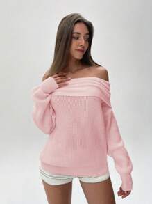 Aloruh 女士露肩简约长袖针织毛衣，秋冬新品