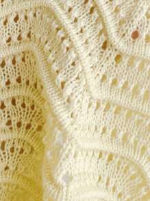 Comfortcana Plus Size Yellow Hollow-Out Knit Top, Suitable For Summer Vacation - Yellow - View 5