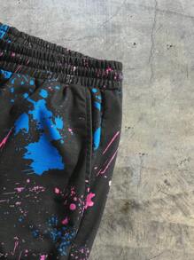 AXEPEAK Men Reflective Cartoon Graphic Tee & Shorts Summer Outfit, Streetwear Essentials - Multicolor - View 5