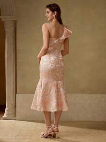 MOTF PREMIUM EMBROIDERY MERMAID HEM DRESS - Orange - View 3