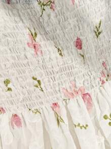 Chiquease Women's Tight-Fitting Strapless Bubble Mini Dress, Floral Print Fabric For Birthday, Party, Music Festival, Street Snap, Garden Photoshoot, Tea Break