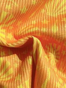 Swim Mod Bộ bikini gợi cảm 2 mảnh vải dệt kim có gân, dây buộc phía trước, áo ngực tam giác xếp nếp và quần cắt cao, kỳ nghỉ hè - trái cam - Xem 6