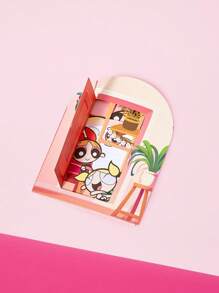 THE POWERPUFF GIRLS X SHEIN 双折幸福之家花朵、泡泡、毛茛图案贺卡