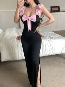Sweet Ins Two-Tone Strik & Ruffle Patchwork Rugloze Hollow Out Dames Pyjama Jumpsuit, Vakantie