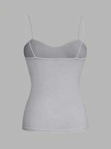 SHEIN EZwear 4 chiếc áo hai dây bó màu đen, trắng, xám đậm, xám nhạt, phù hợp cho mùa xuân và mùa hè - Nhiều màu - Xem 3