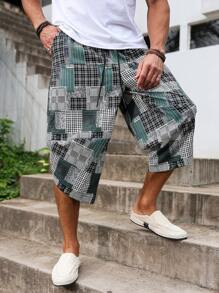 Manfinity Homme Pantalones 3/4 informales y sueltos estampados para hombre