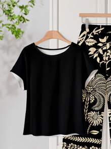 Rusticease 休闲复古花卉图案女士修身两件套，百搭春夏 - 彩色 - 查看 3