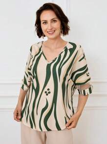 Miaspire 2pcs/Set Women Spring/Summer Casual Zebra Print V-Neck Blouse And Loose Wide-Leg Pants,Business Women Attire,Country Style Women's ClothingFall Women Clothes Going Out Outfits Mothers Day Outfit Gift For Mom