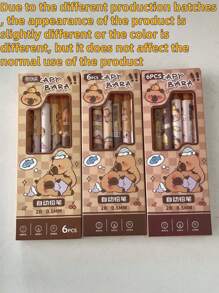 SHEIN 1pc/3pcs/6pcs/12pcs Capybara Erase Push-Button Automatic Pencil, (6pcs Box) Color Style Random, High-Quality Creative Student Stationery Pen, Cute Erase Automatic Pencil, 0.5mm Student 2B Pencil, No To Sharpen The Core, Replaceable Core Push-Button Automatic Core, Smooth Writing, Built-In Eraser, Suitable For Adult And Student Creation, Family Drawing, Christmas Card Coloring,Office Signature Supplies, Giftery For Family, Friends, Colleagues, Boys, Girls, School Supplies