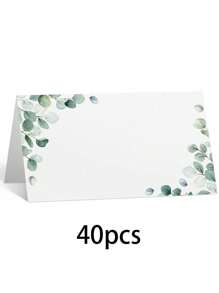 SHEIN 40pcs-Watercolor Place Cards For Wedding Greenery Seating Place Cards Tented Blank Table Cards Printable Tent Cards Folding Name Cards For Party Bridal Dinner, 3.5 X 4 Inch(Fresh),Valentine's Day Party Supplies