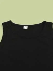 SHEIN Teen Girls 2pcs Ribbed Knit Solid Tank Top