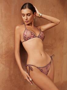 Swim Chiccia Bikini doux à contraste de couleurs vintage, floral, ange et léopard pour femmes, idéal pour les vacances